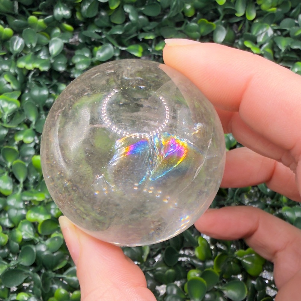 Incredible Clear Quartz Sphere w/ Huge Rainbow 55mm - Picture 9 of 9